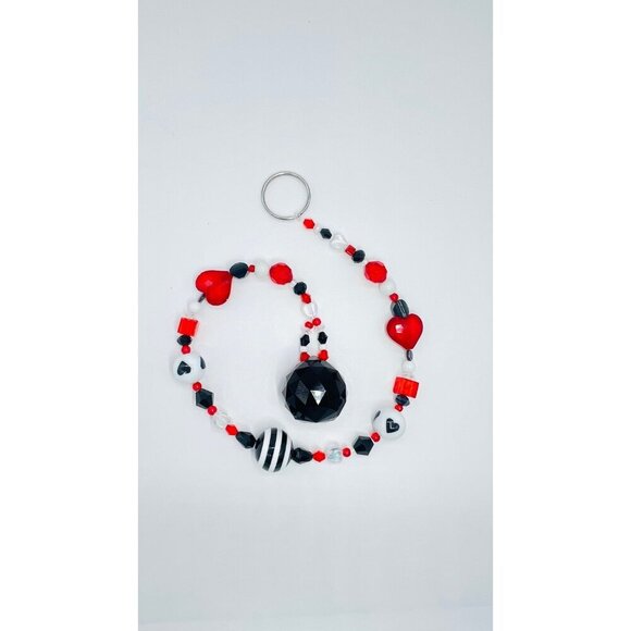 Beaded Suncatcher Black White Red Crystal Prism Hanging Patio Decor Yard Art - Picture 7 of 10